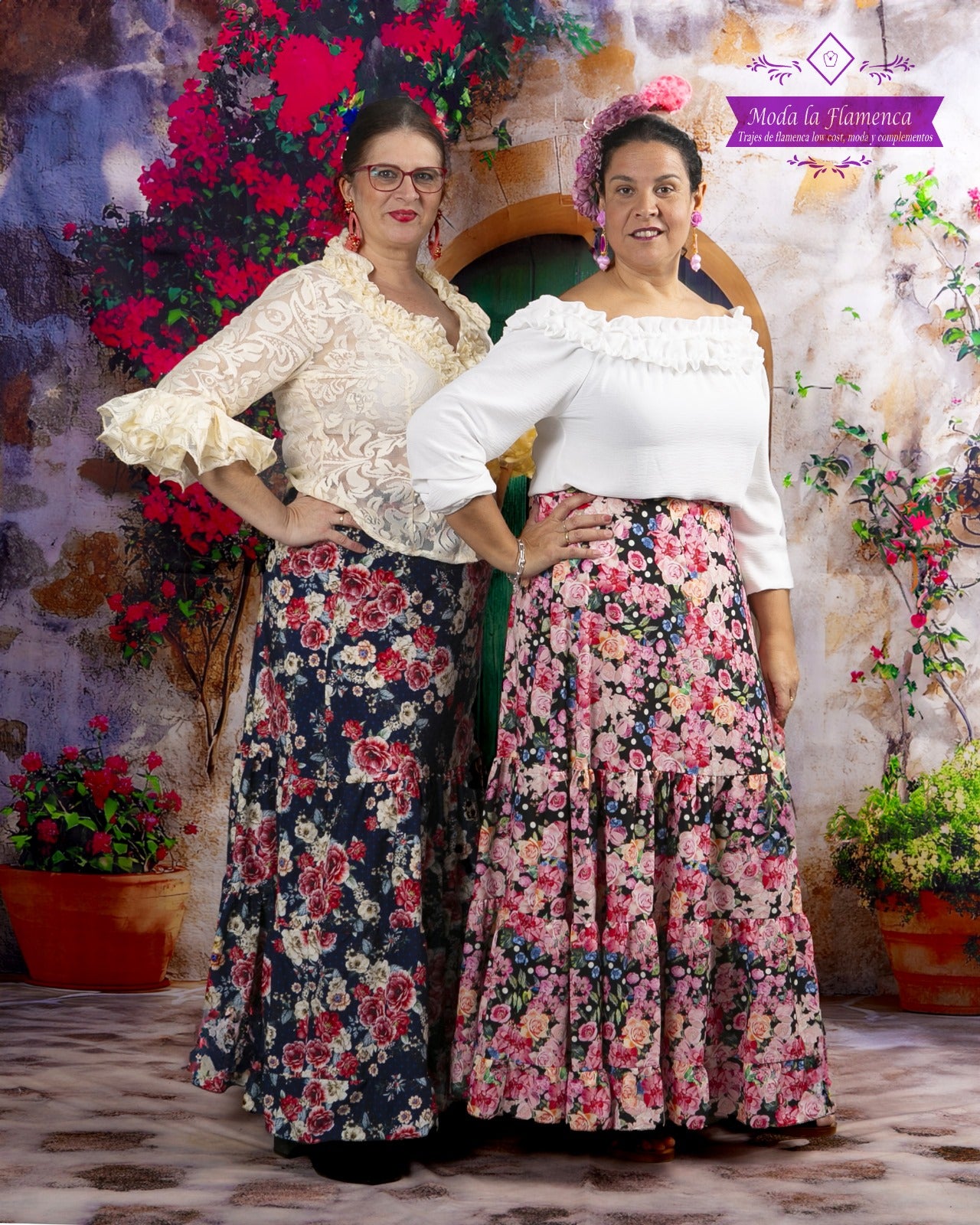 FALDA DE FLAMENCA ESTAMPADA CON FLORES