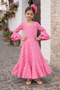 BATA DE FLAMENCA PARA NIÑA CON LUNARES BROCADOS