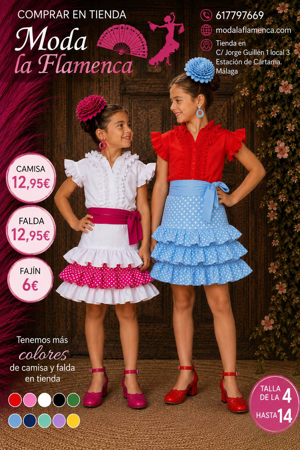 FALDA DE FLAMENCA CORTA PARA NIÑA TALLA 4.