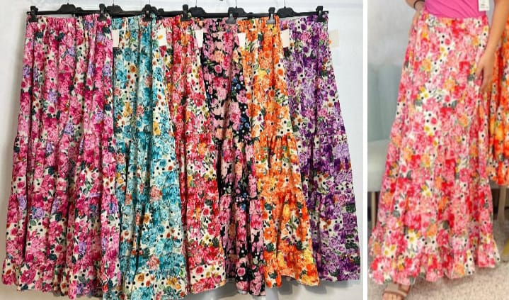 FALDA DE FLAMENCA ESTAMPADA CON FLORES