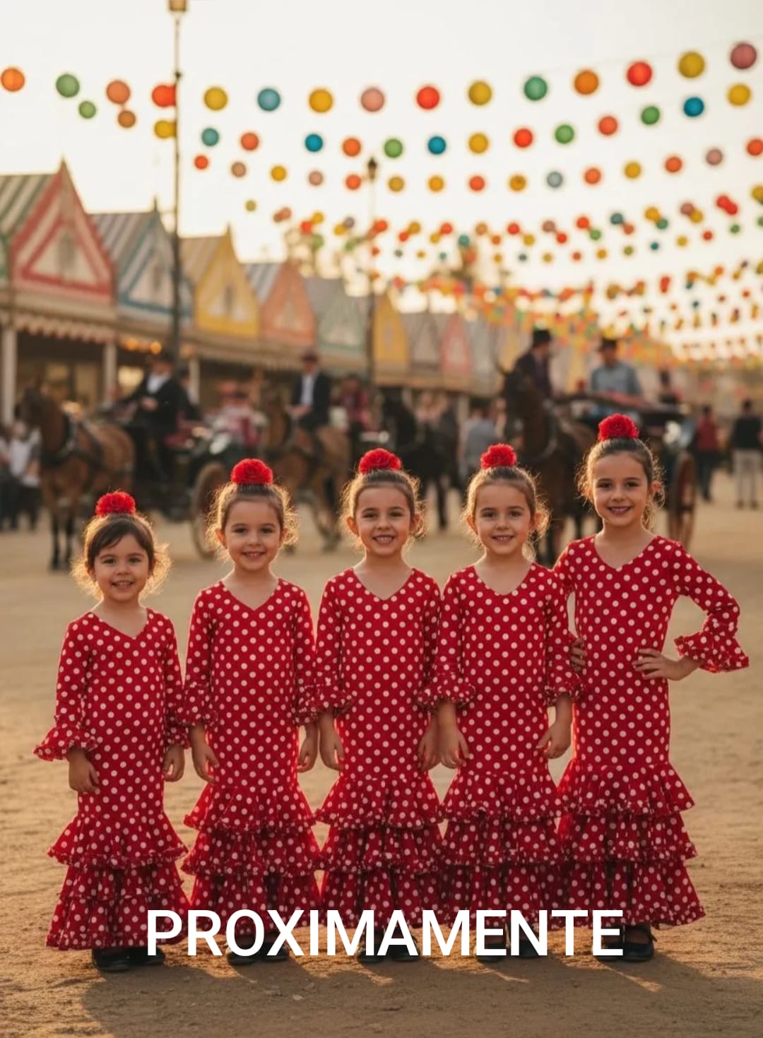 VESTIDO DE FLAMENCA NIÑA ROJO CON LUNAR BLANCO